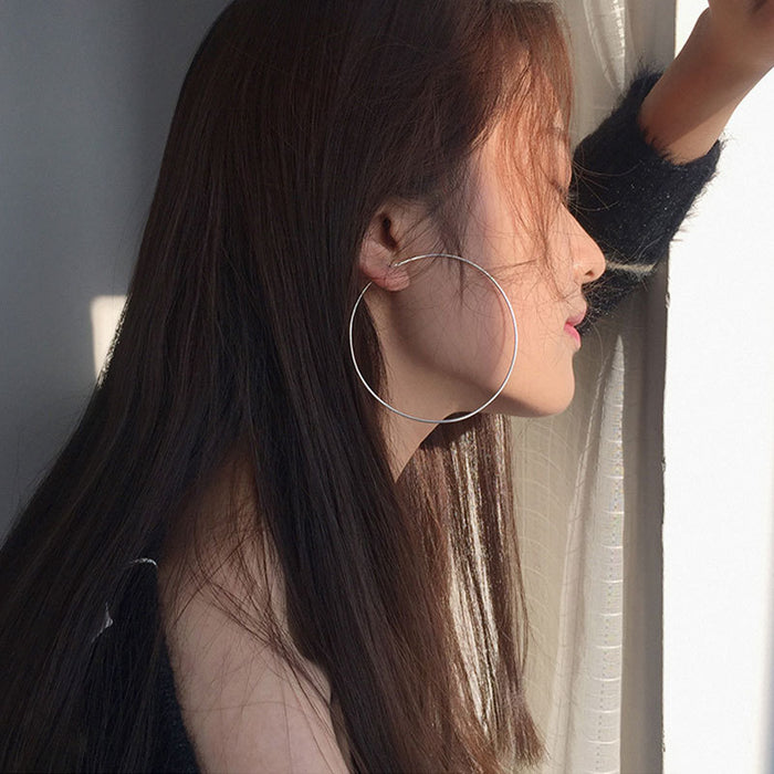 Wholesale s925 Silver Circle Big Circle Earrings Simple  All-match Trendy People