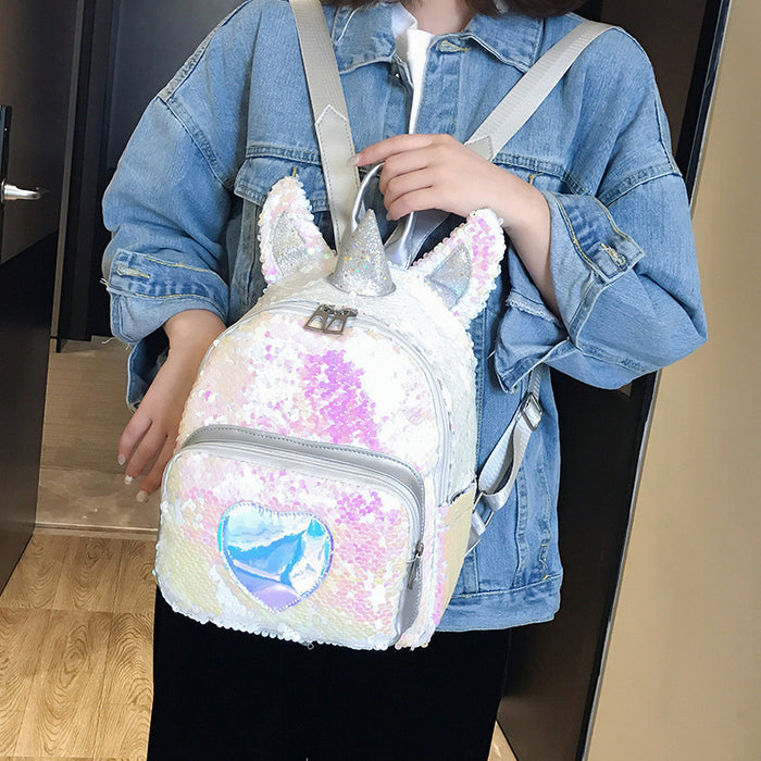Wholesale Sequin New Backpack Cute Student School Bag Travel Backpack JDC-BP-YuanDuo017