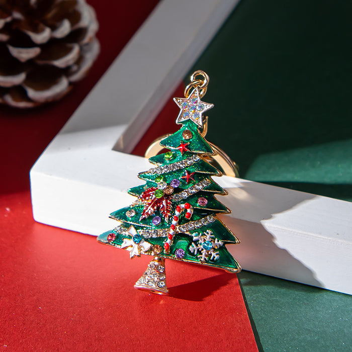 Wholesale Chic Christmas Tree Rhinestone Keychain Fashion Accessory for Gifts MOQ≥2