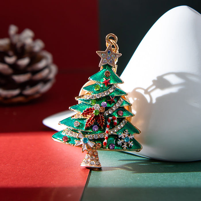 Wholesale Chic Christmas Tree Rhinestone Keychain Fashion Accessory for Gifts MOQ≥2