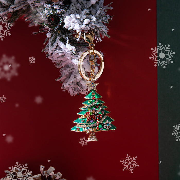 Wholesale Chic Christmas Tree Rhinestone Keychain Fashion Accessory for Gifts MOQ≥2