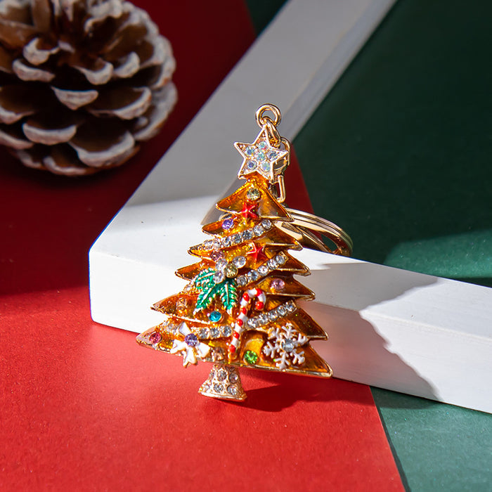 Wholesale Chic Christmas Tree Rhinestone Keychain Fashion Accessory for Gifts MOQ≥2