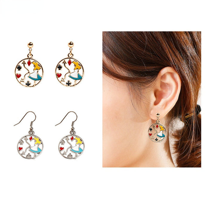 Wholesale Alloy Earrings Cute Cartoon Round JDC-ES-QiR007