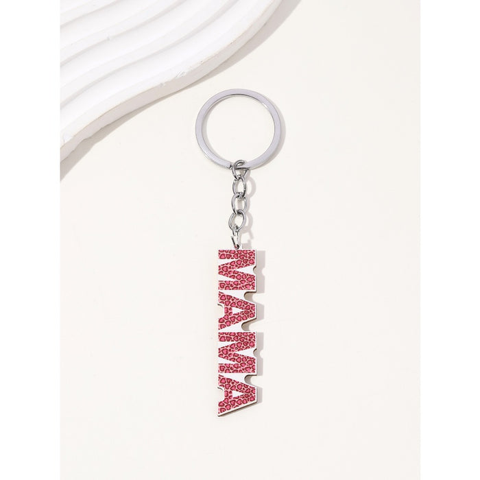 Wholesale Leopard Print Letters MAMA Western Style Wooden Keychain JDC-KC-RongR016