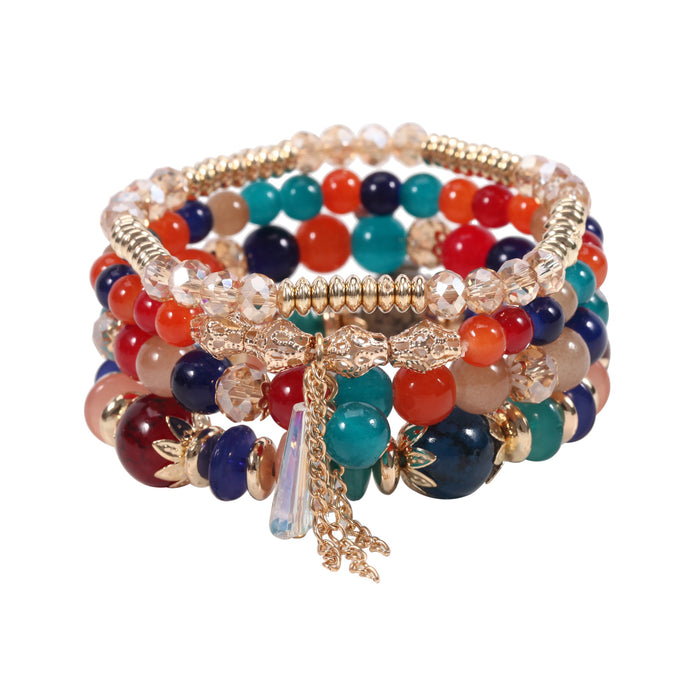 Wholesale Bohemian Tassel Colored Glass Bracelet JDC-BT-Xiny064