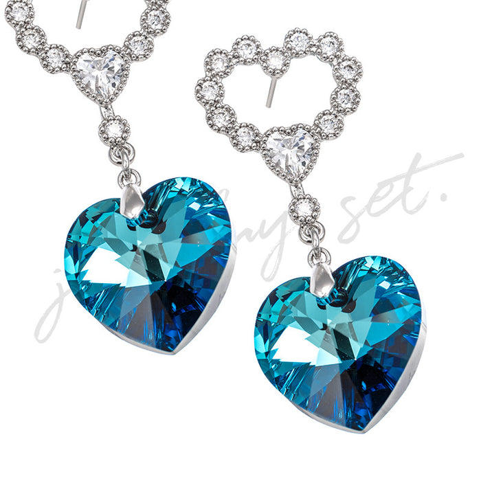 Wholesale Alloy Gold-plated Ocean Heart Set Imitation Crystal Earrings Necklace JDC-ES-XP003