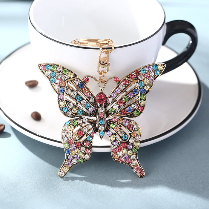 Wholesale Colorful Diamond Hollow Butterfly Alloy Keychain JDC-KC-ChaoK041