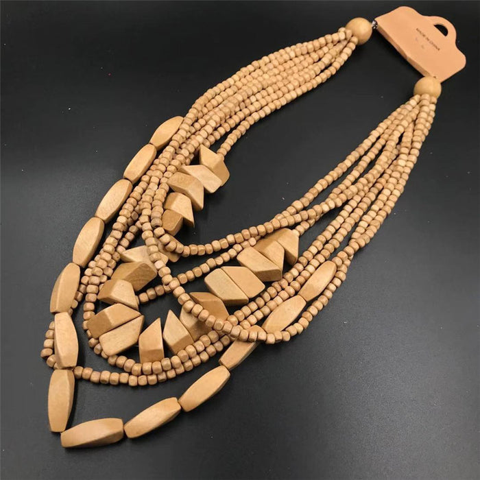 Wholesale Wooden Multi-layer Beaded Long Necklace JDC-NE-NanH006