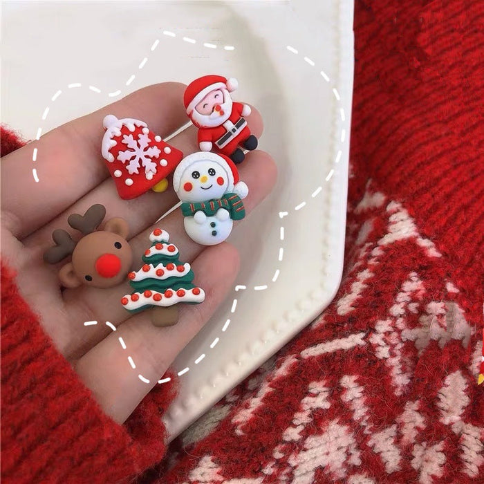 Wholesale Earrings Resin Christmas Cute Santa Elk JDC-ES-Wenhua003