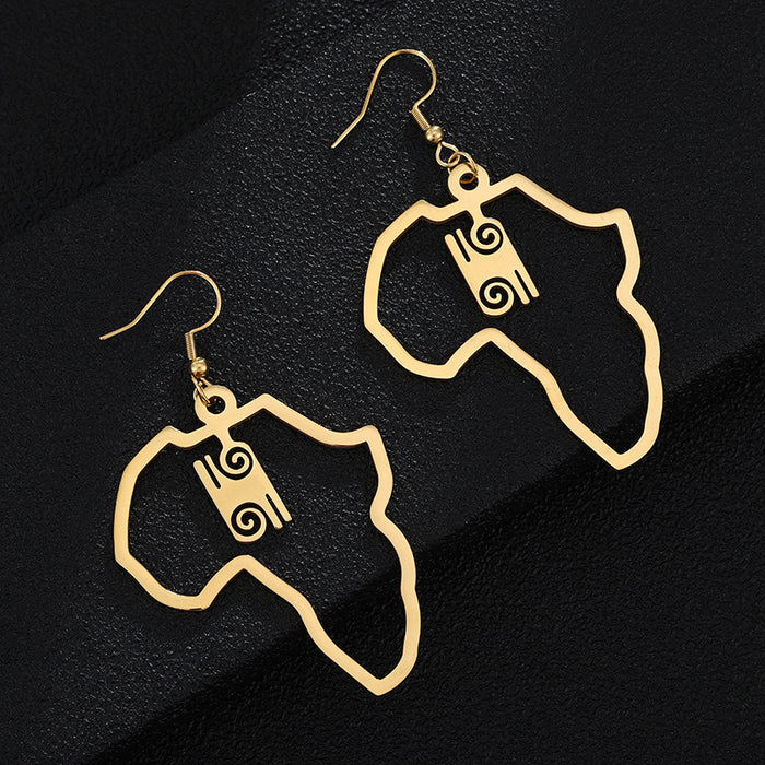 Wholesale New African Pendant Gold Stainless Steel Adinkra Gye Nyame Earrings Wish Earrings JDC-RS-YT001