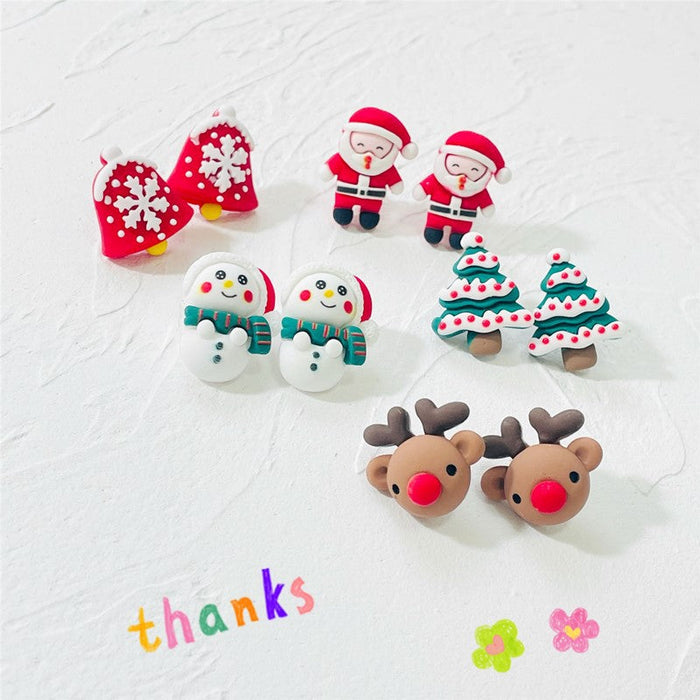 Wholesale Earrings Resin Christmas Cute Santa Elk JDC-ES-Wenhua003