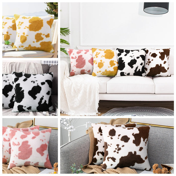 Wholesale cow pattern plush  animal pattern pillowcase