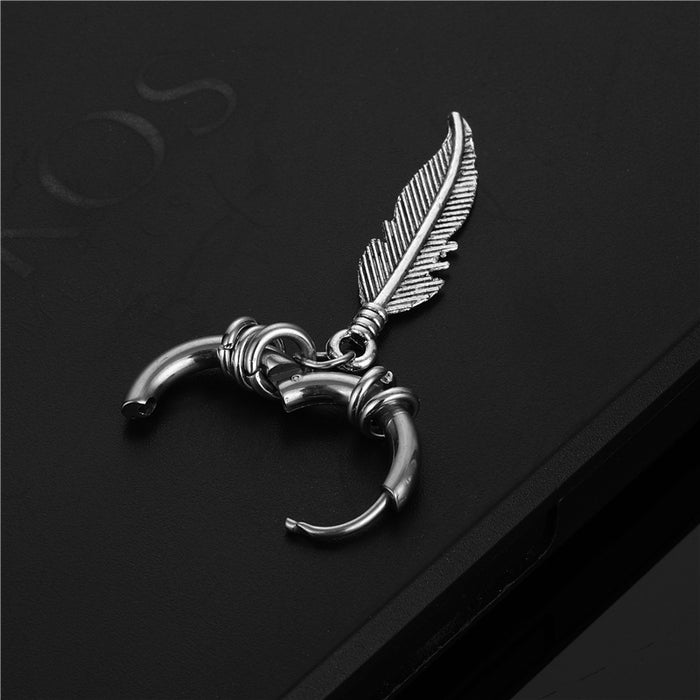 Wholesale earrings titanium steel feathers MOQ≥2 JDC-ES-XuZ001