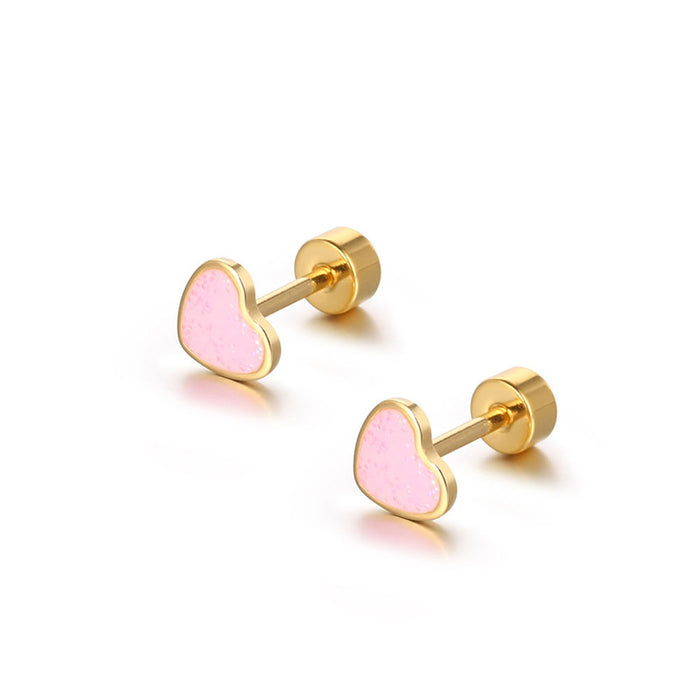 Wholesale small red heart stud earrings female lovely temperament earrings  simple small peach heart earrings