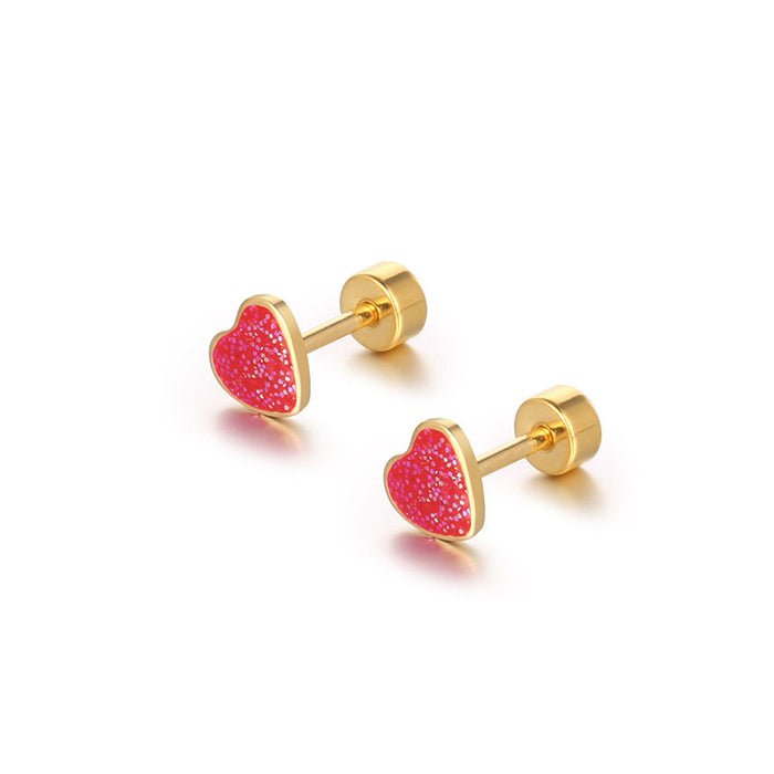 Wholesale small red heart stud earrings female lovely temperament earrings  simple small peach heart earrings