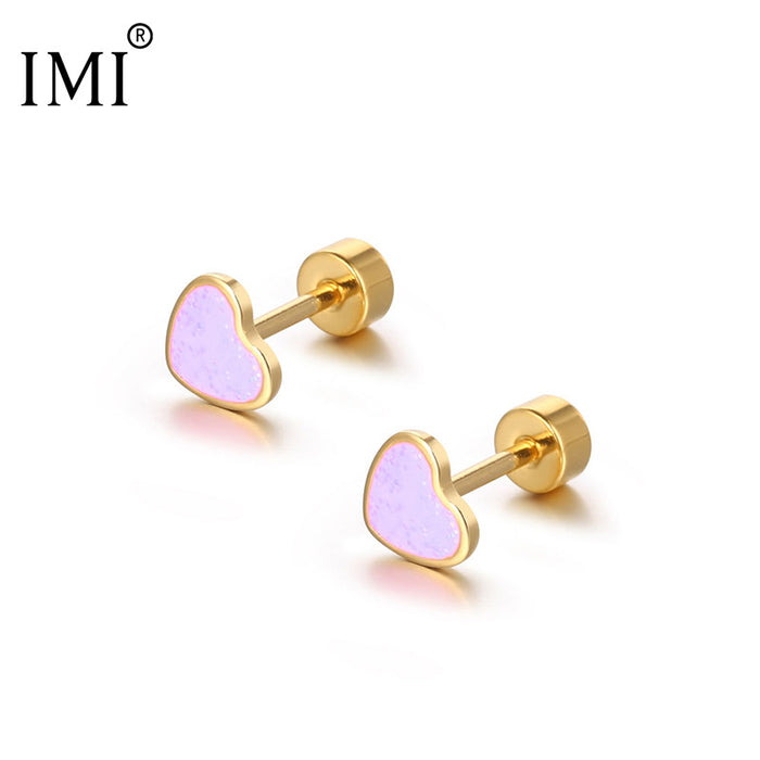 Wholesale small red heart stud earrings female lovely temperament earrings  simple small peach heart earrings