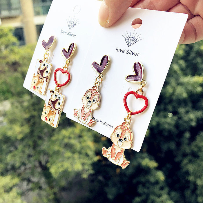 Wholesale Cartoon Alloy Cute and Funny Love Earrings JDC-ES-Xingj055