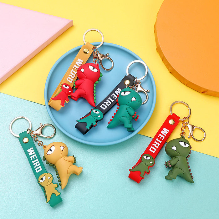 Wholesale  Dinosaur  key chain pendant PVC glue cartoon  doll schoolbag pendant key chain