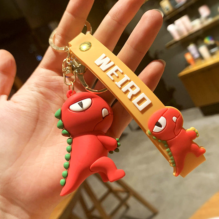Wholesale  Dinosaur  key chain pendant PVC glue cartoon  doll schoolbag pendant key chain