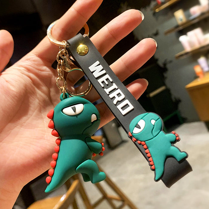 Wholesale  Dinosaur  key chain pendant PVC glue cartoon  doll schoolbag pendant key chain
