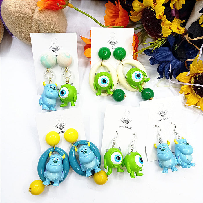 Wholesale Cartoon Monster Big Eyes Asymmetric Earrings JDC-ES-Xingj051