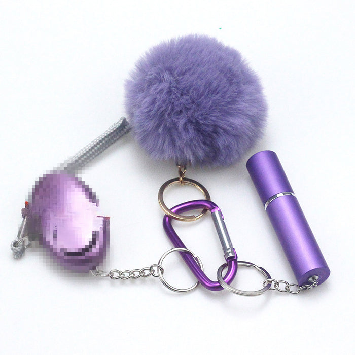 Wholesale Fur Ball Multifunctional Aluminum Keychain 3-piece Set JDC-KC-TouMS069