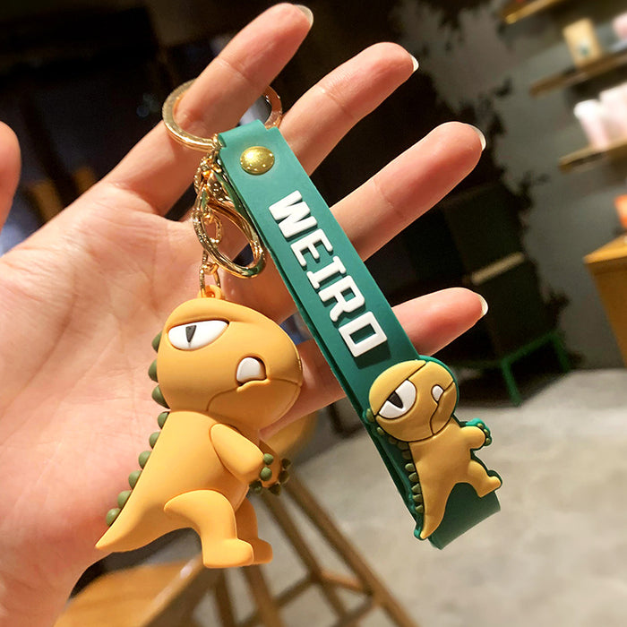 Wholesale  Dinosaur  key chain pendant PVC glue cartoon  doll schoolbag pendant key chain