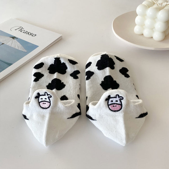 Wholesale Embroidered Socks Short Socks Shallow Mouth Thin Cartoon Cute Boat Socks