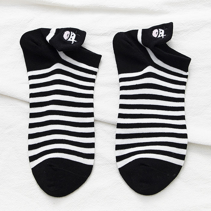 Wholesale Embroidered Socks Short Socks Shallow Mouth Thin Cartoon Cute Boat Socks