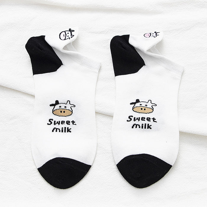 Wholesale Embroidered Socks Short Socks Shallow Mouth Thin Cartoon Cute Boat Socks