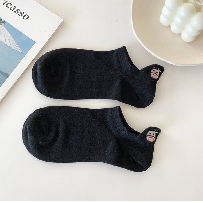 Wholesale Embroidered Socks Short Socks Shallow Mouth Thin Cartoon Cute Boat Socks