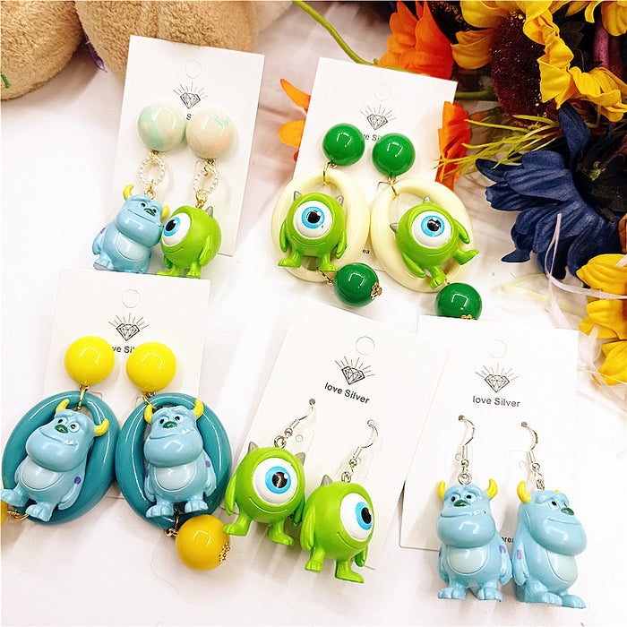 Wholesale Cartoon Monster Big Eyes Asymmetric Earrings JDC-ES-Xingj051