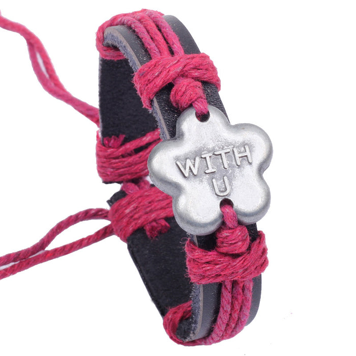 Wholesale Adjustable Cowhide Handmade Strap Alloy Bracelet JDC-BT-QiN024