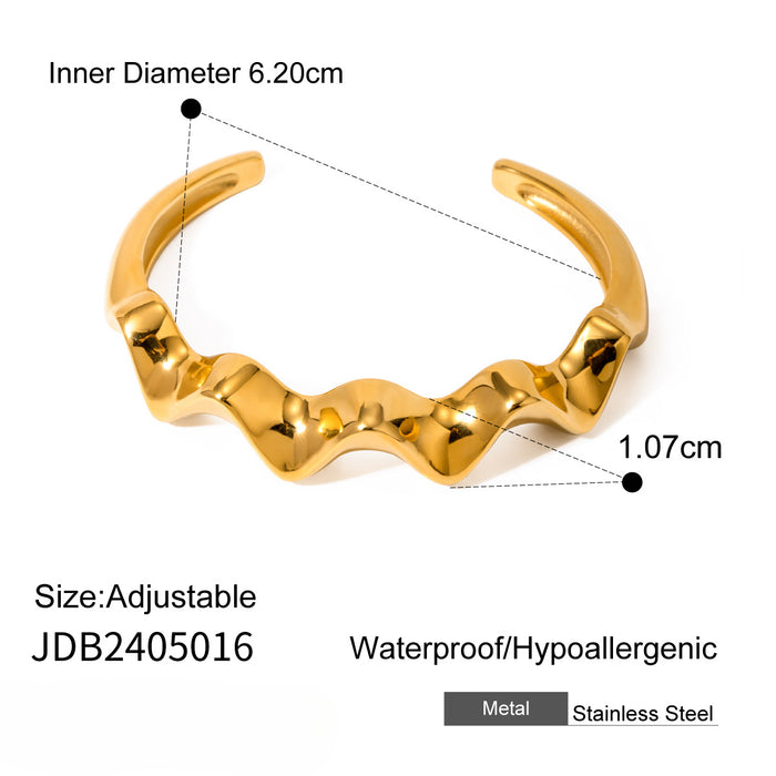 Wholesale 18k Gold Stainless Steel Rough Ripple Open Bracelet JDC-BT-JD112