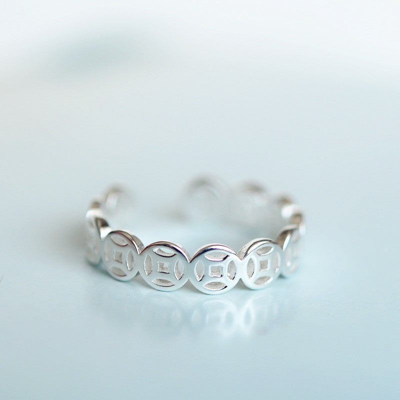 Wholesale Pure silver open ring, copper coin string ring, pure silver ...