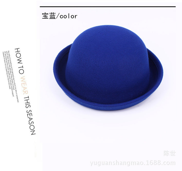 Wholesale Autumn and Winter Fashion Imitation Wool Shaped Small Round Hat British Retro Small Hat Round Top Hat Men and Women JDC-FH-DG001