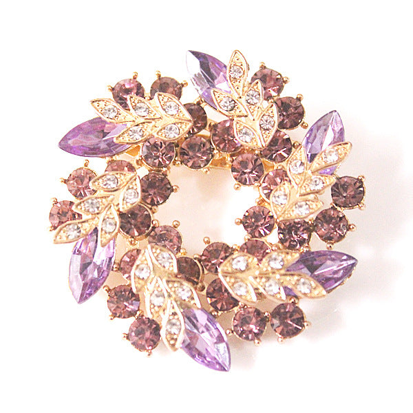 Wholesale Rhinestone Crystal Bauhinia Flower Ring Alloy Brooch JDC-BC-GuoQY002