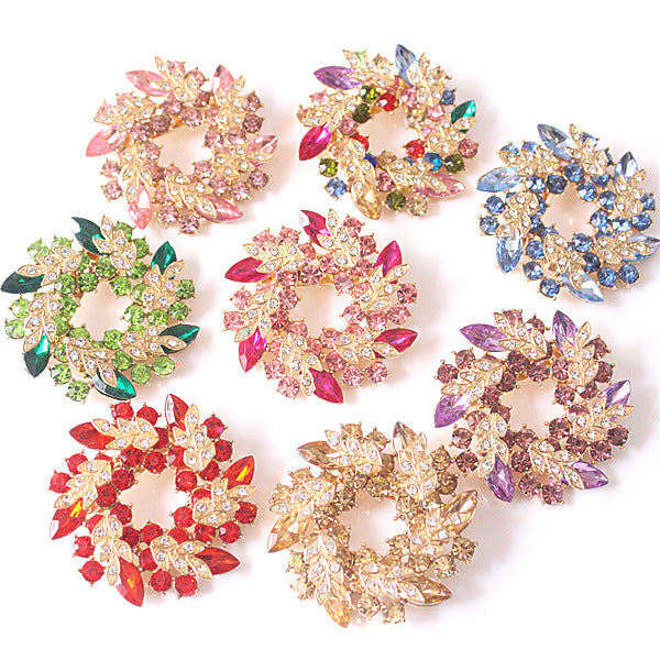 Wholesale Rhinestone Crystal Bauhinia Flower Ring Alloy Brooch JDC-BC-GuoQY002