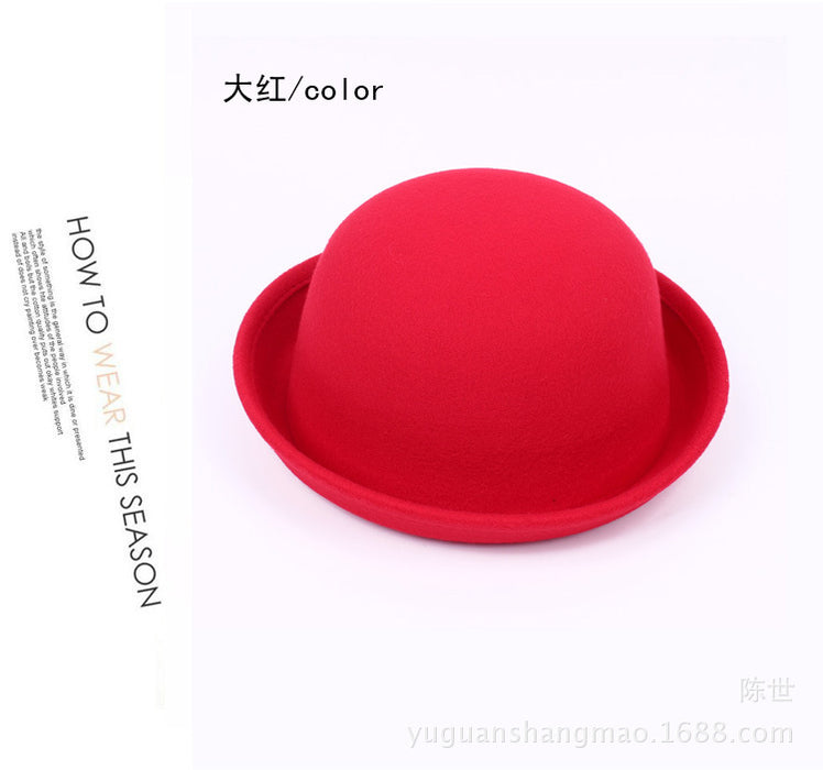 Wholesale Autumn and Winter Fashion Imitation Wool Shaped Small Round Hat British Retro Small Hat Round Top Hat Men and Women JDC-FH-DG001