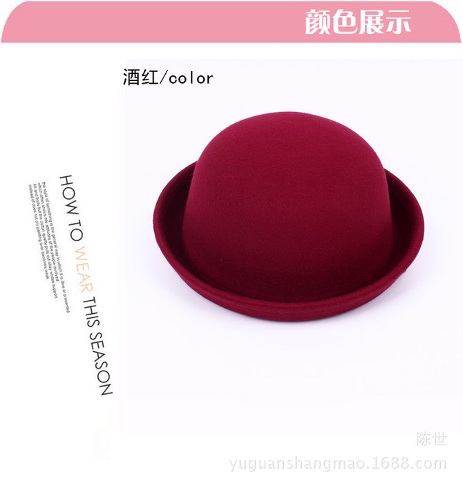 Wholesale Autumn and Winter Fashion Imitation Wool Shaped Small Round Hat British Retro Small Hat Round Top Hat Men and Women JDC-FH-DG001