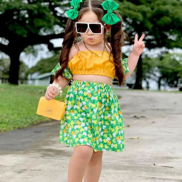 Wholesale High Waist Short Skirt Small Floral Skirt Children's Suit JDC-CTS-YaYaMi049