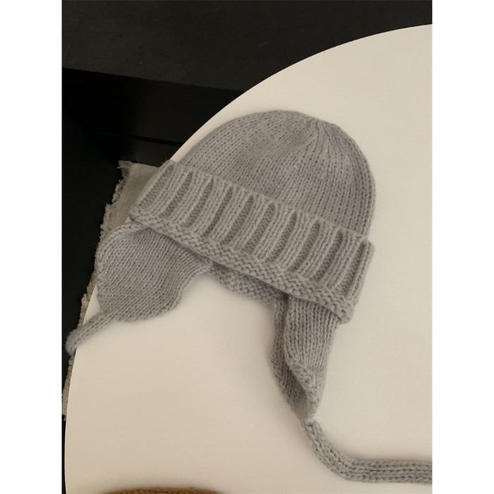 Wholesale Cotton Solid Color Ear Protection Knitted Yarn Cap JDC-FH-Qiany002