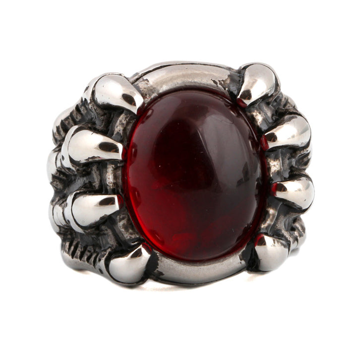 Wholesale Punk  Ghost Claw Fashion Personalized Round Gem Men' s Titanium Steel Ring