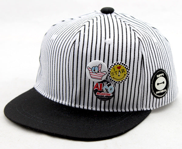 Wholesale Chic Trendy Kids Striped Baseball Cap Red Wide Brim Sun Hat For Summer Outdoor Street Dance