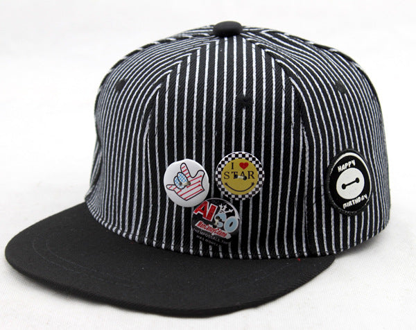 Wholesale Chic Trendy Kids Striped Baseball Cap Red Wide Brim Sun Hat For Summer Outdoor Street Dance