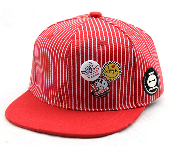 Wholesale Chic Trendy Kids Striped Baseball Cap Red Wide Brim Sun Hat For Summer Outdoor Street Dance