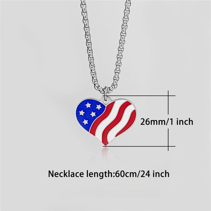 Wholesale American Independence Day Square Series Stainless Steel Oil Drop Necklace JDC-NE-Ruig001