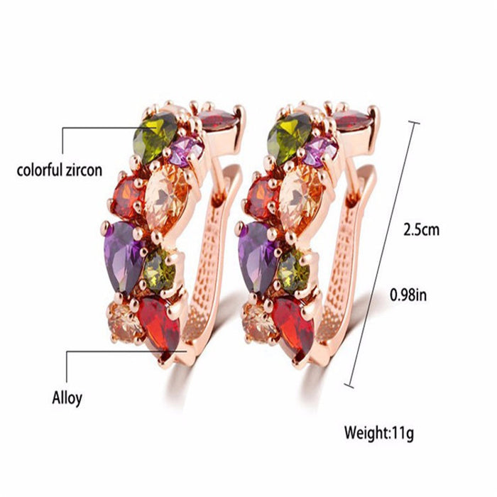 Wholesale Jewelry Set Zircon Necklace Earrings Colorful Necklace Earrings Two Piece Set Wholesale