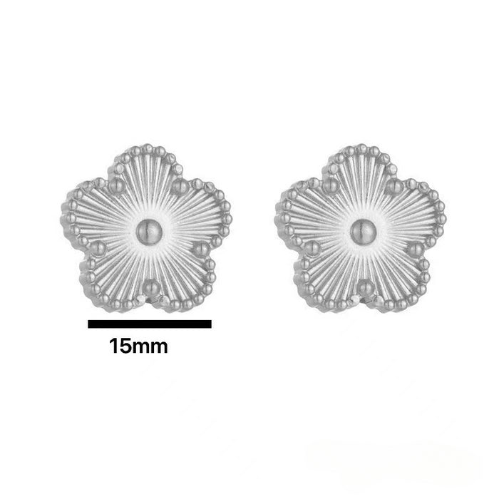 Wholesale Titanium Steel Five Leaf Flower Jewelry Set JDC-NE-Kucai020