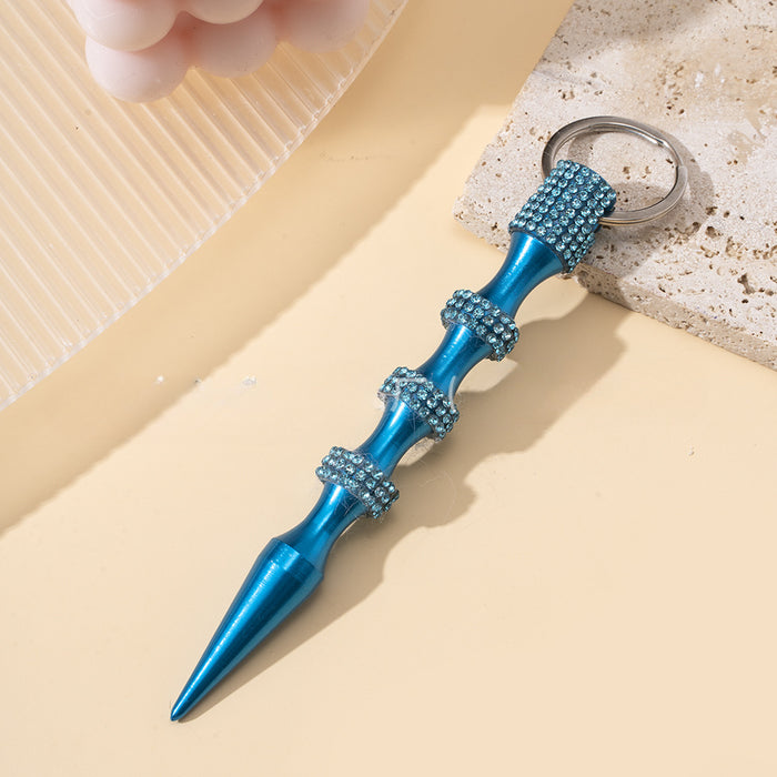 Wholesale Diamond Inlaid Aluminum Alloy Stick Pen Shape Keychain JDC-KC-ZY049